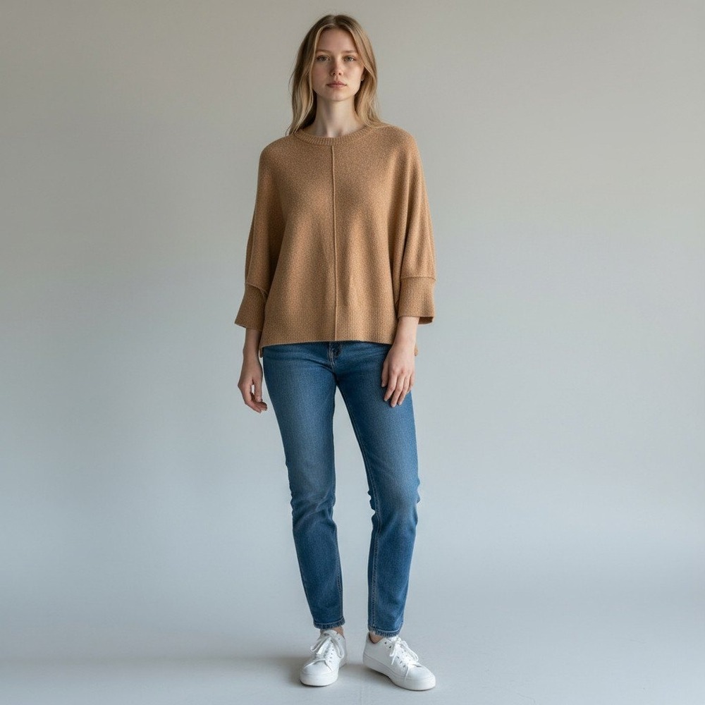 Lou & Grey for LOFT Sweater Tan Textured Knit Dolman Sleeve XS/S Grandma‎